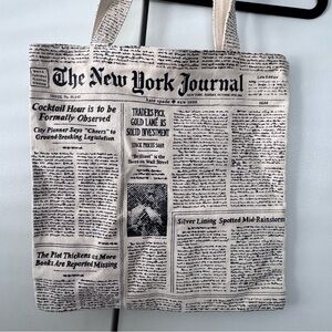 Kate Spade Newspaper Print Tote in Black and Cream
